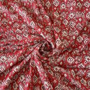 Floral Design Printed On Red Georgette Fabric