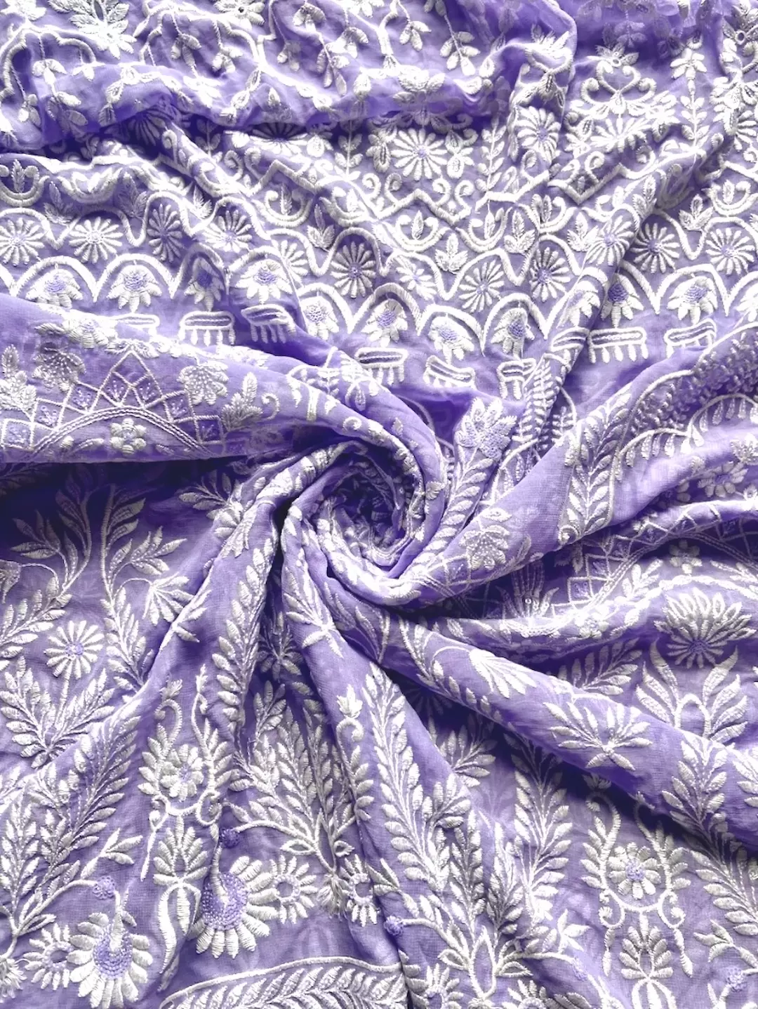 Pure Georgette Fully Stitched Lehenga with White Thread and sequin Embroidery