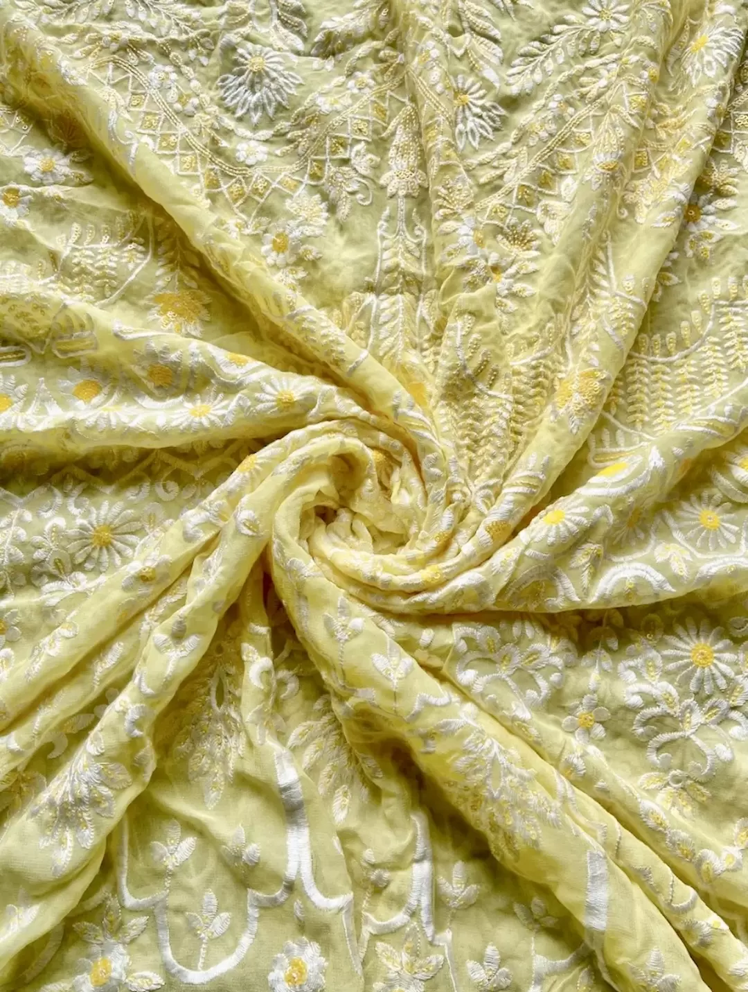 Pure Georgette Fully Stitched Lehenga with White Thread and sequin Embroidery