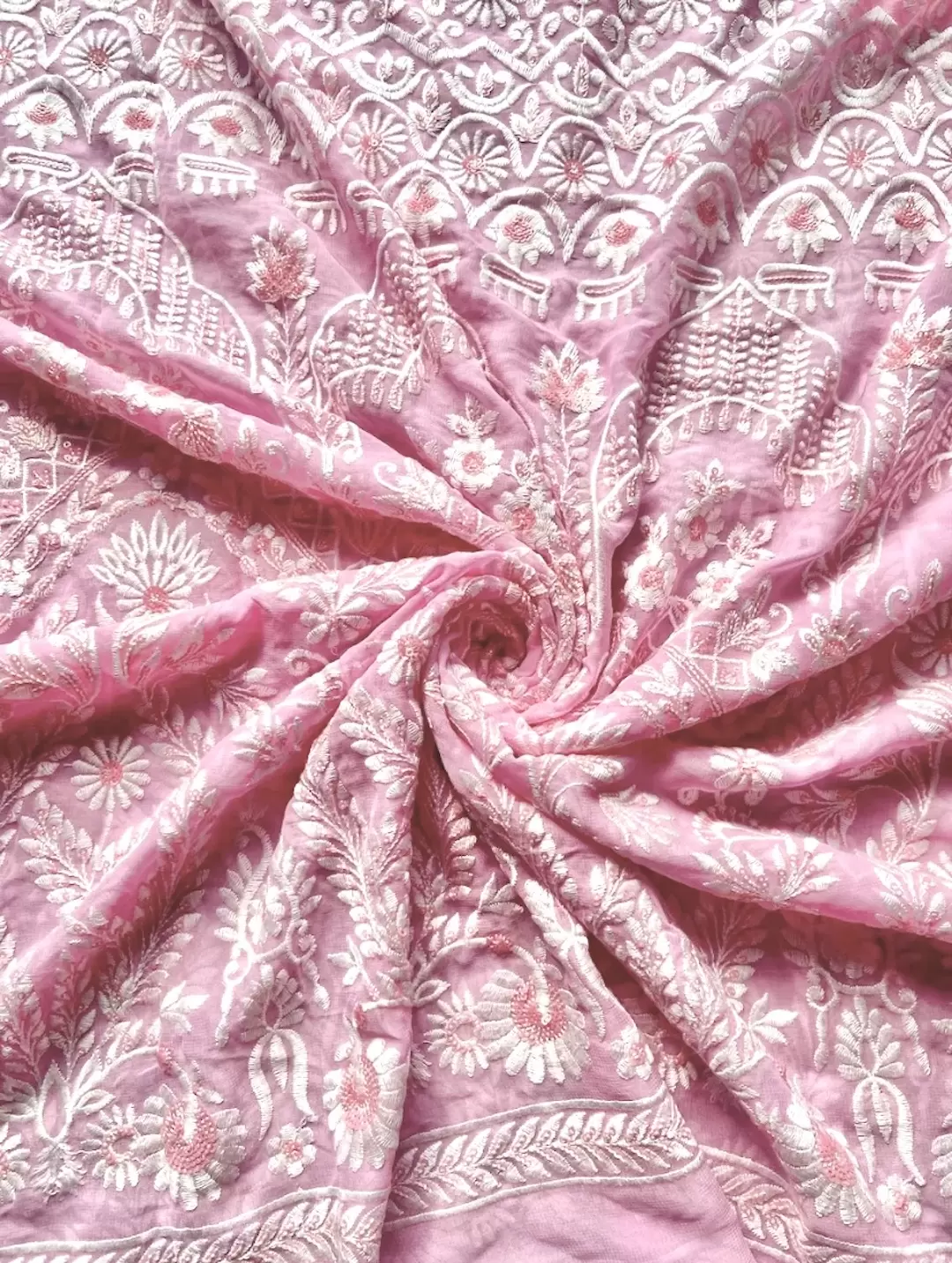 Pure Georgette Fully Stitched Lehenga with White Thread and sequin Embroidery