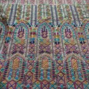 Multicoloured Thread Embroidery Bohemian Pattern On Beige & Lemon Creme Georgette Fabric