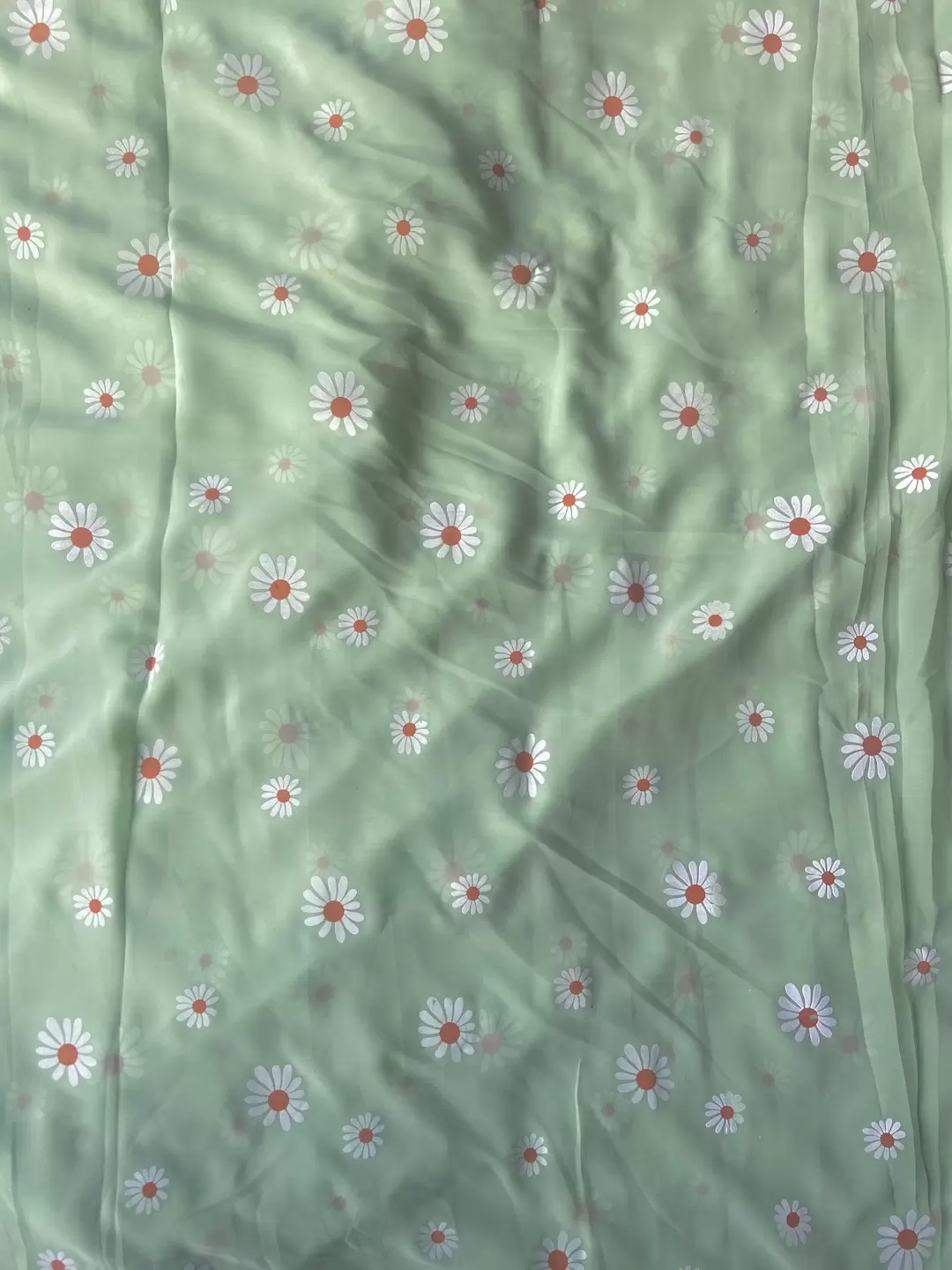 Sunflower Rubber Printed Pishta Green Georgette Fabric