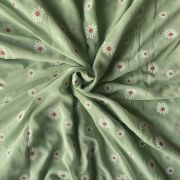 Sunflower Rubber Printed Pishta Green Georgette Fabric