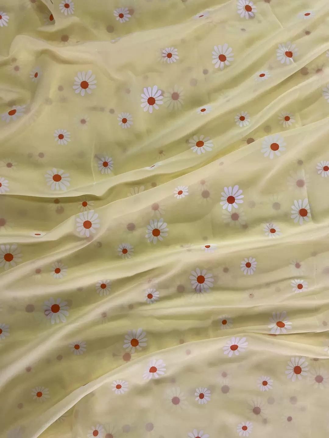 Sunflower Rubber Printed Pishta Green Georgette Fabric