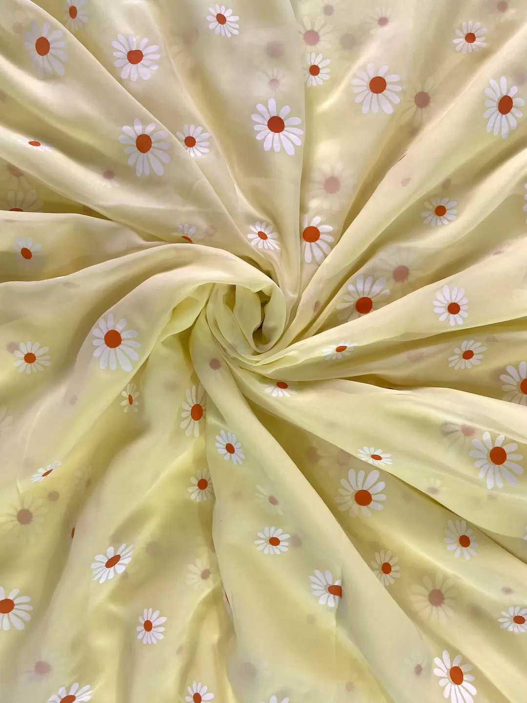 Sunflower Rubber Printed Pishta Green Georgette Fabric