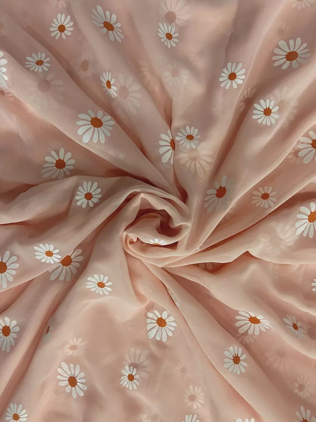 Sunflower Rubber Printed Pishta Green Georgette Fabric