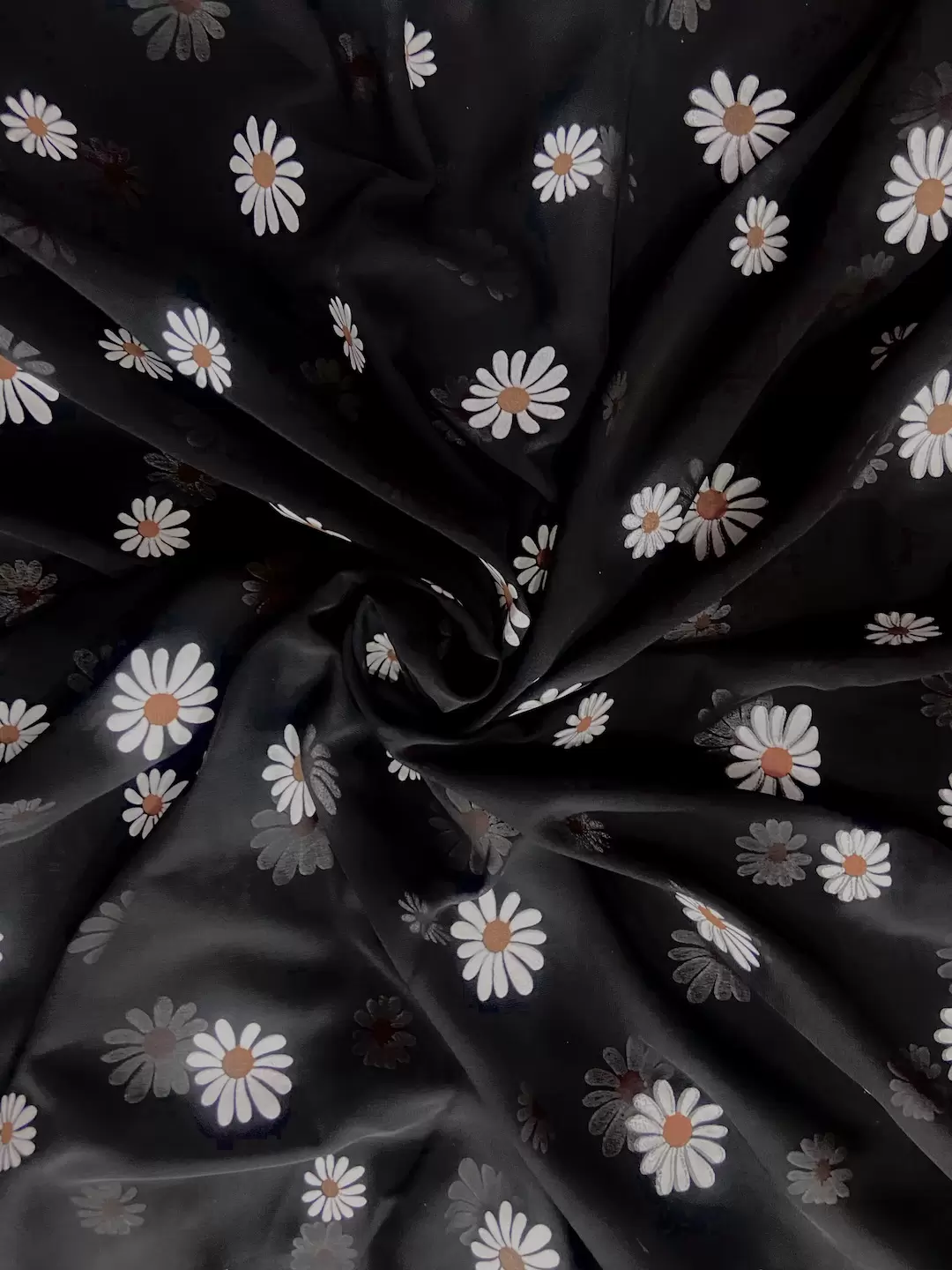 Sunflower Rubber Printed Pishta Green Georgette Fabric