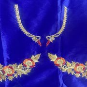 Zardozi Hand Embroidery In On Royal Blue Pure Silk Unstitched Blouse Piece