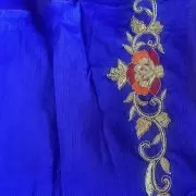 Zardozi Hand Embroidery In On Royal Blue Pure Silk Unstitched Blouse Piece