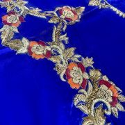 Zardozi Hand Embroidery In On Royal Blue Pure Silk Unstitched Blouse Piece