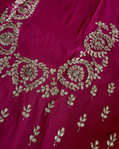 Buta Design Gota Patti Hand Embroidery On Rani Unstitched Blouse Piece