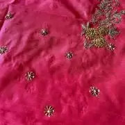 Pink Zardozi & Aari Gota & Dabka Hand Embroidery Unstitched Blouse Piece
