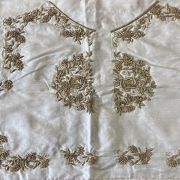 Heavy Zardozi Work Hand Embroidery On Off White Unstitched Blouse Piece