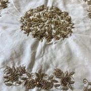 Heavy Zardozi Work Hand Embroidery On Off White Unstitched Blouse Piece