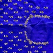 Heavy Zardozi All Over Buti Design Hand Embroidery On Royal Blue Unstitched Blouse Piece