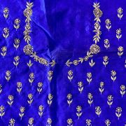 Heavy Zardozi All Over Buti Design Hand Embroidery On Royal Blue Unstitched Blouse Piece