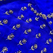 Heavy Zardozi All Over Buti Design Hand Embroidery On Royal Blue Unstitched Blouse Piece