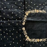 Heavy Hand Embroidery Zardozi Work On Black Unstitched Blouse Piece