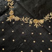 Heavy Hand Embroidery Zardozi Work On Black Unstitched Blouse Piece