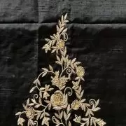 Heavy Hand Embroidery Zardozi Work On Black Unstitched Blouse Piece