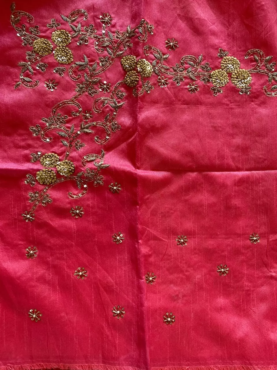 Pink Zardozi & Aari Gota & Dabka Hand Embroidery Unstitched Blouse Piece