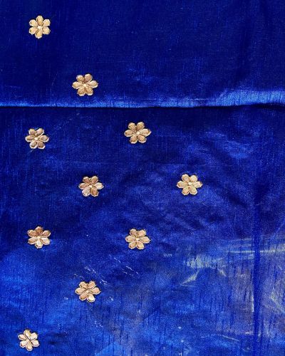 All Over Buta Design Hand Embroidery On Royal Blue Unstitched Blouse Piece