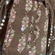 Maroon and Chocolate floral buti print unstitched suit with chiffon dupatta