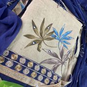 Floral Print Unstitched Suit With Chiffon Dupatta