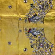 Heavy Zardozi & Buta Embroidery On Haldi Yellow Unstitched Blouse Piece