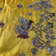 Heavy Zardozi & Buta Embroidery On Haldi Yellow Unstitched Blouse Piece