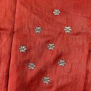 All Over Buta Work On Light Red Unstitched Blouse Piece