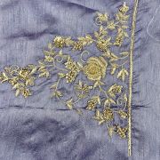 Greyish Lavender Heavy Zardozi Work On Unstitched Blouse Piece