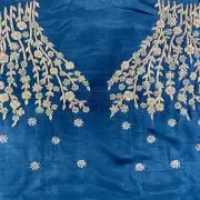 Peacock Blue Heavy Zardozi Work On Unstitched Blouse Piece