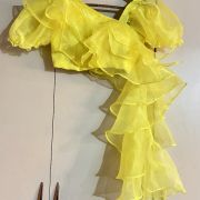 Organza Ruffle Top with a Ruffle Side Trail