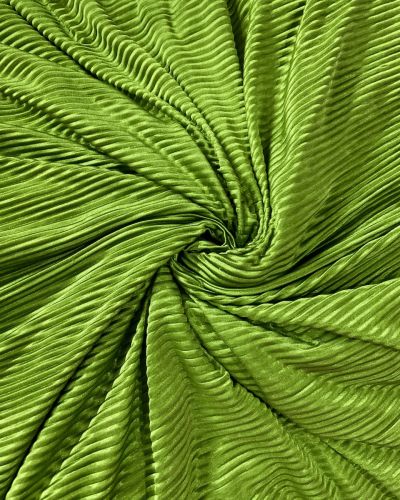 Big Width Mehendi Green Pleated Satin Fabric