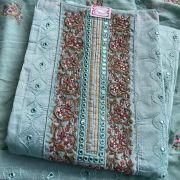 Sky Blue embroidery mirror work unstitched suit set with dupatta