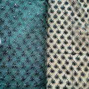 Machine Chikankari Work In Buti Design On Net Fabric