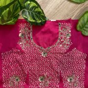 Heavy Zardozi & All Over Jaal Embroidery On Hot Pink Unstitched Silk Blouse Piece