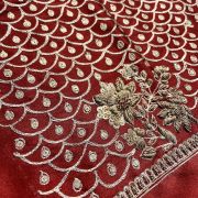 Heavy Zardozi & All Over Jaal Embroidery On Maroon Unstitched Silk Blouse Piece