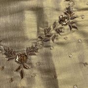 Heavy Zardozi Hand Embroidery On Neck & Buti Work All Over On Gold Unstitched Silk Blouse Piece