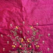 Heavy Zardozi With Floral Thread Embroidery On Pink Silk Unstitched Blouse Piece