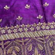 Heavy Zardozi Hand Embroidery On Neck & Buti Work All Over On Purple Unstitched Silk Blouse Piece