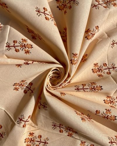 Floral Pattern Print Peach Pure Cotton Fabric