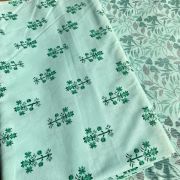 Leaf Pattern Print On Pure Cotton Rama Green Fabric