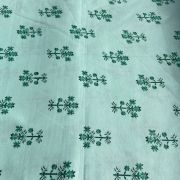 Floral Pattern Print On Rama Green Pure Cotton Fabric