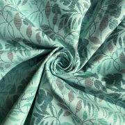 Leaf Pattern Print On Pure Cotton Rama Green Fabric