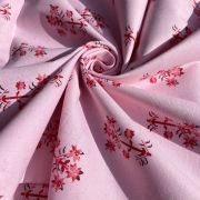 Floral Pattern Print On Blush Pink Pure Cotton Fabric