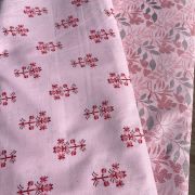 Floral Pattern Print On Blush Pink Pure Cotton Fabric