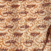 Abstract Leaf Print On Pure Peach Cotton Fabric