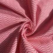 Hand Block Print Zig Zag Design On Pink Cotton Fabric